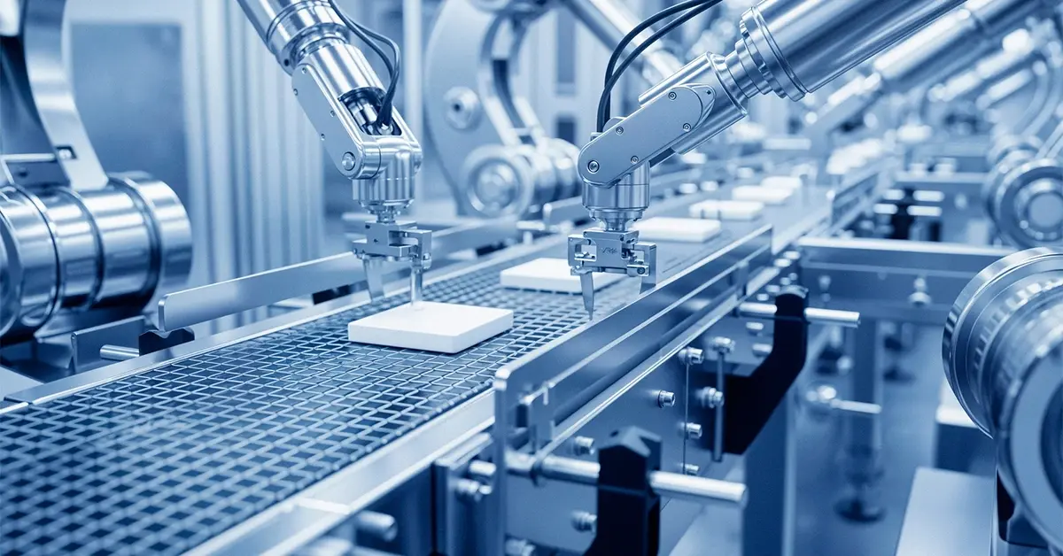 Robotic arm on a production line
