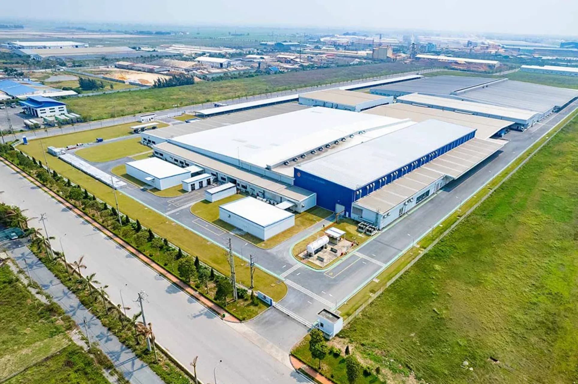 Aerial view of a manufacturing plant